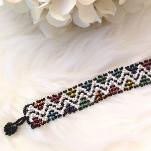 Hand Beaded Mexican Huichol Bracelet Colorful Handmade‎